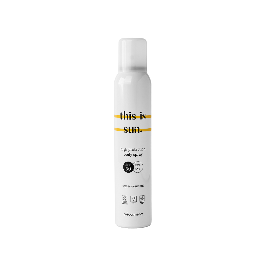 Zonnebrand Spray SPF50 - 200ml | Vegan - Gevoelige Huid - Waterbestendig - This is Sun.
